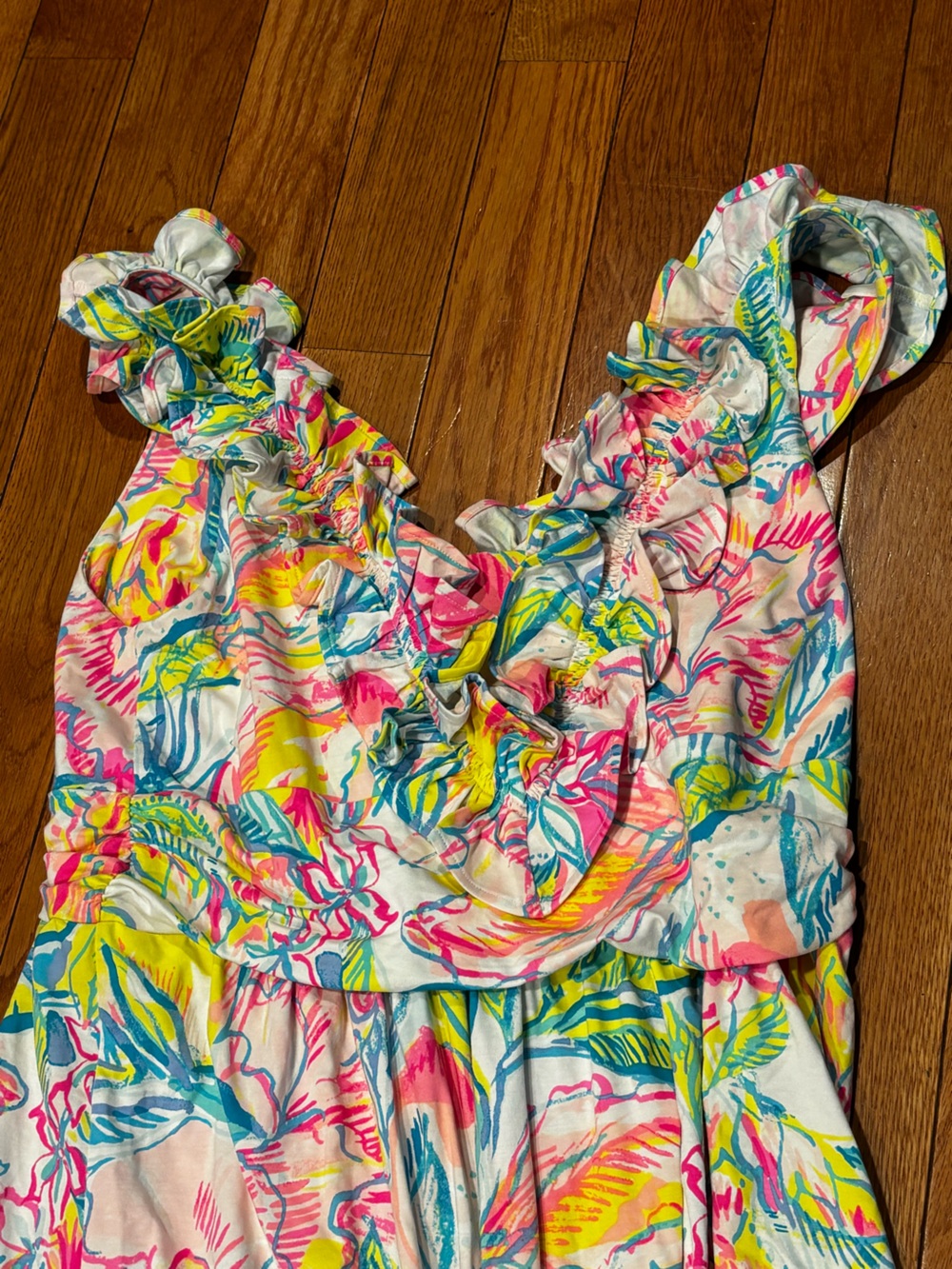 Lilly Pulitzer Bright Pink, Yellow & Blue Tropical Print Dress - Picture 8 of 8